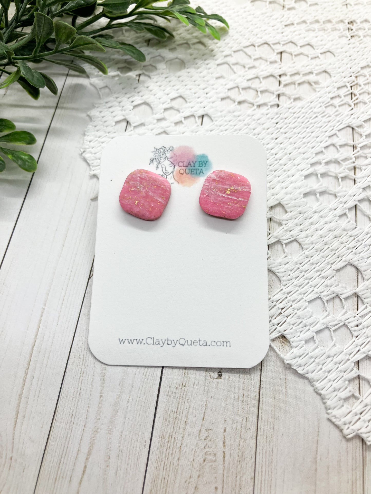 Pink/Gold Translucent Stud
