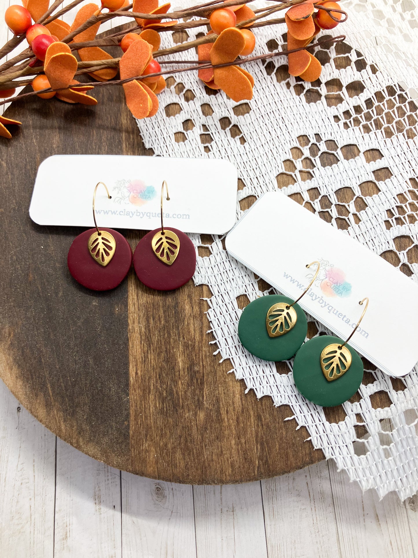Fall Leaf Hoop Earrings