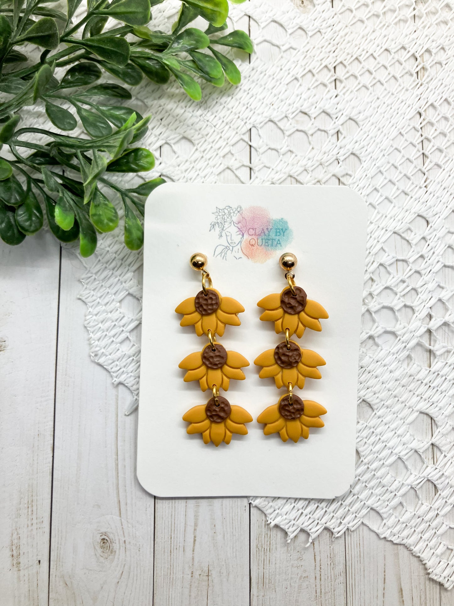 3Tier Sunflower Earrings