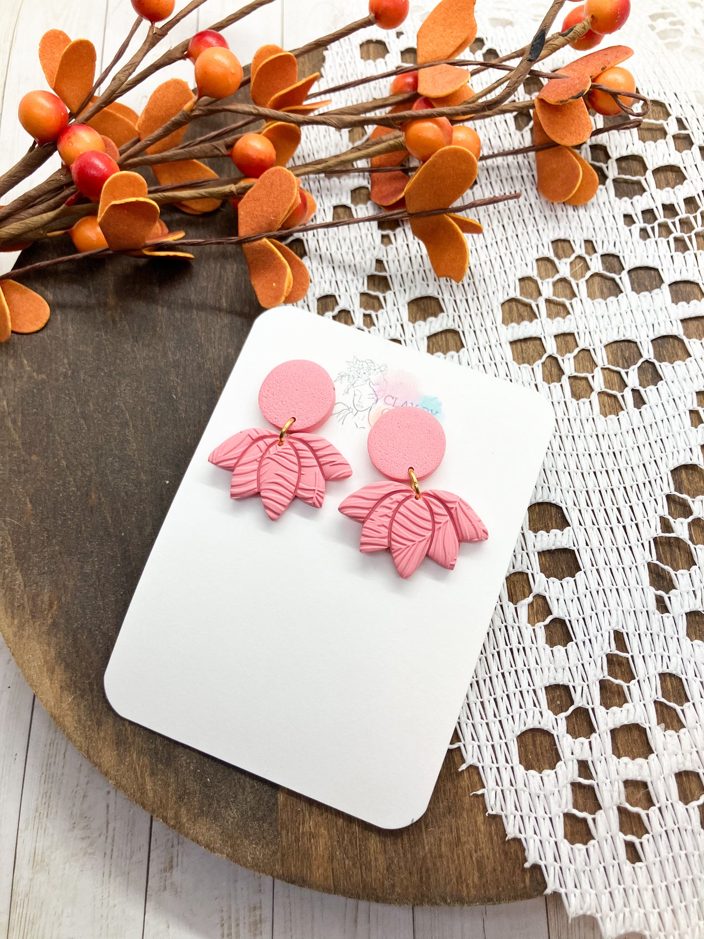 Pink Lotus Flower Earring