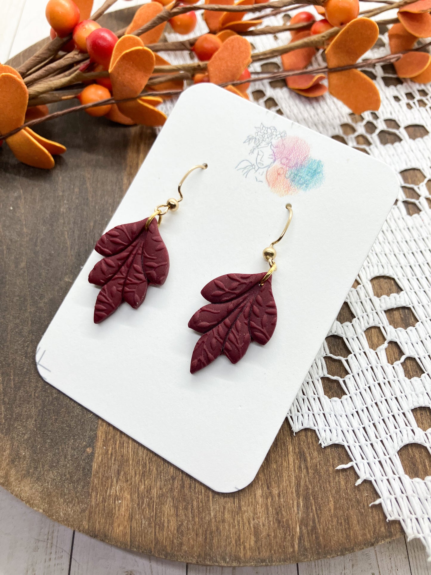 Floral Drop Earrings (Ivy Textured)