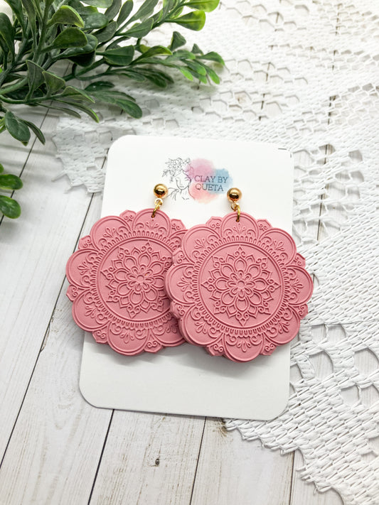 Pink Mandala Earrings