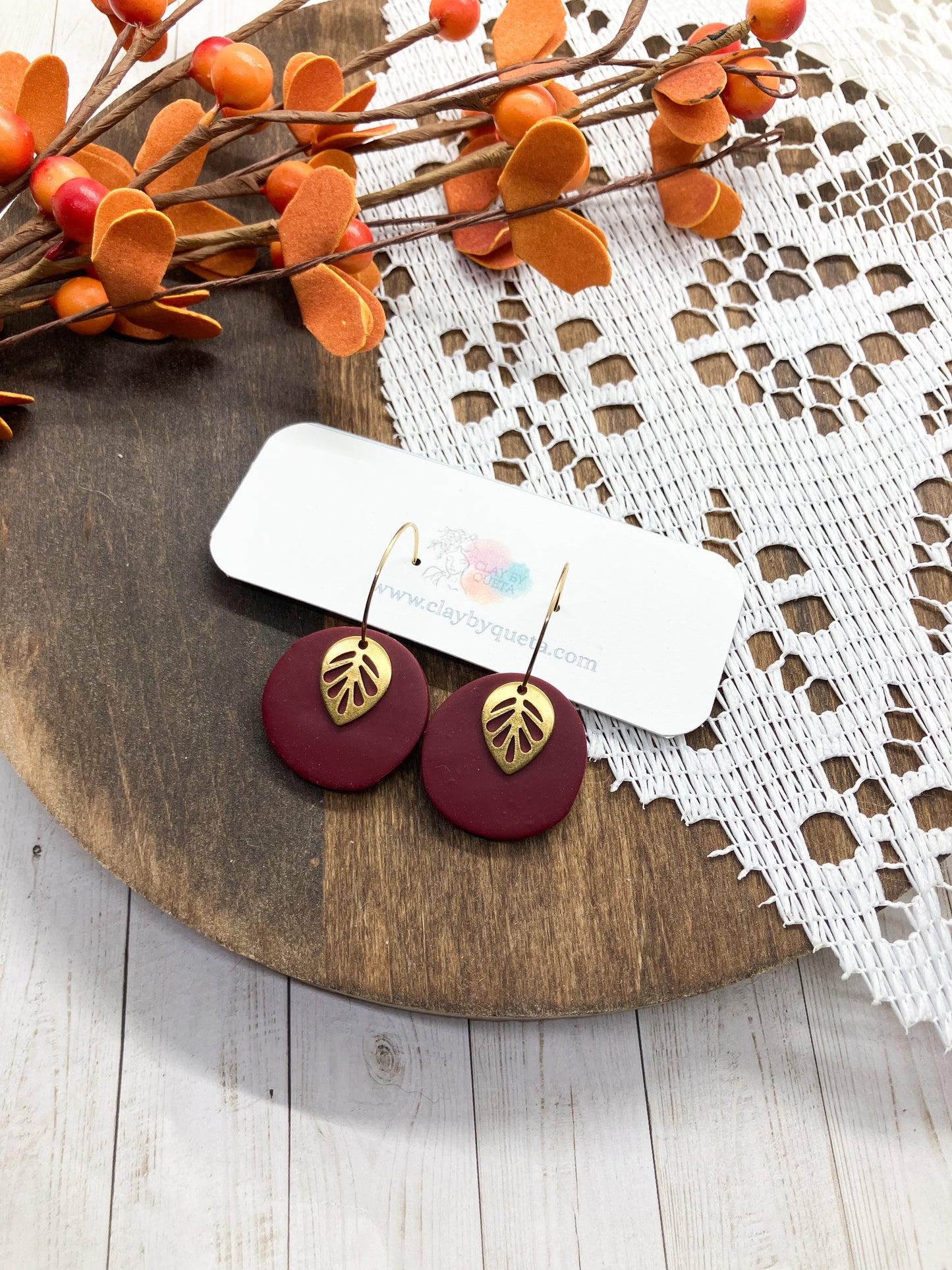Fall Leaf Hoop Earrings