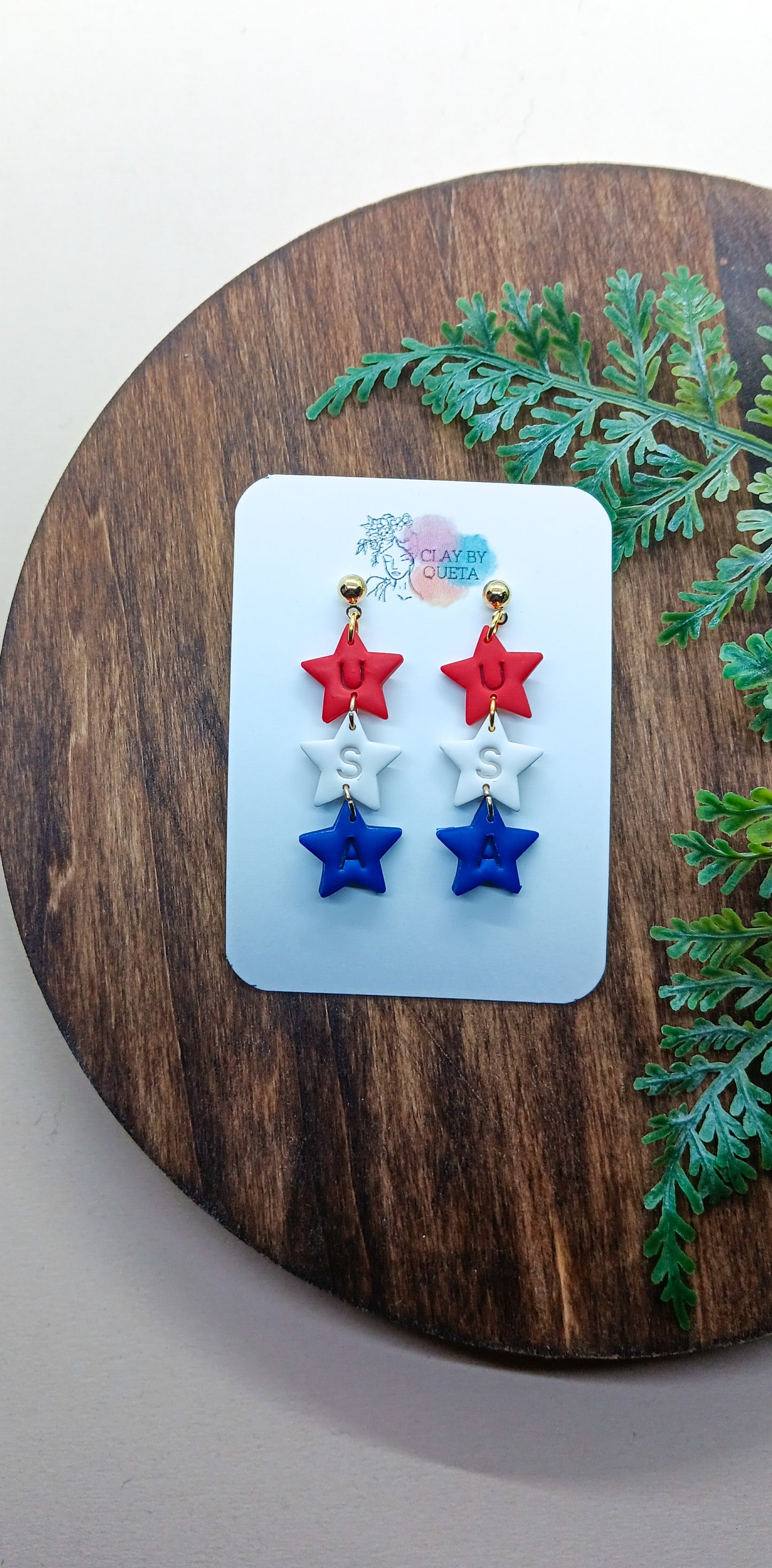 USA Star Dangle Earrings