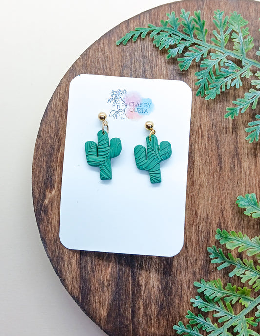 Leaf Print Cactus Dangle