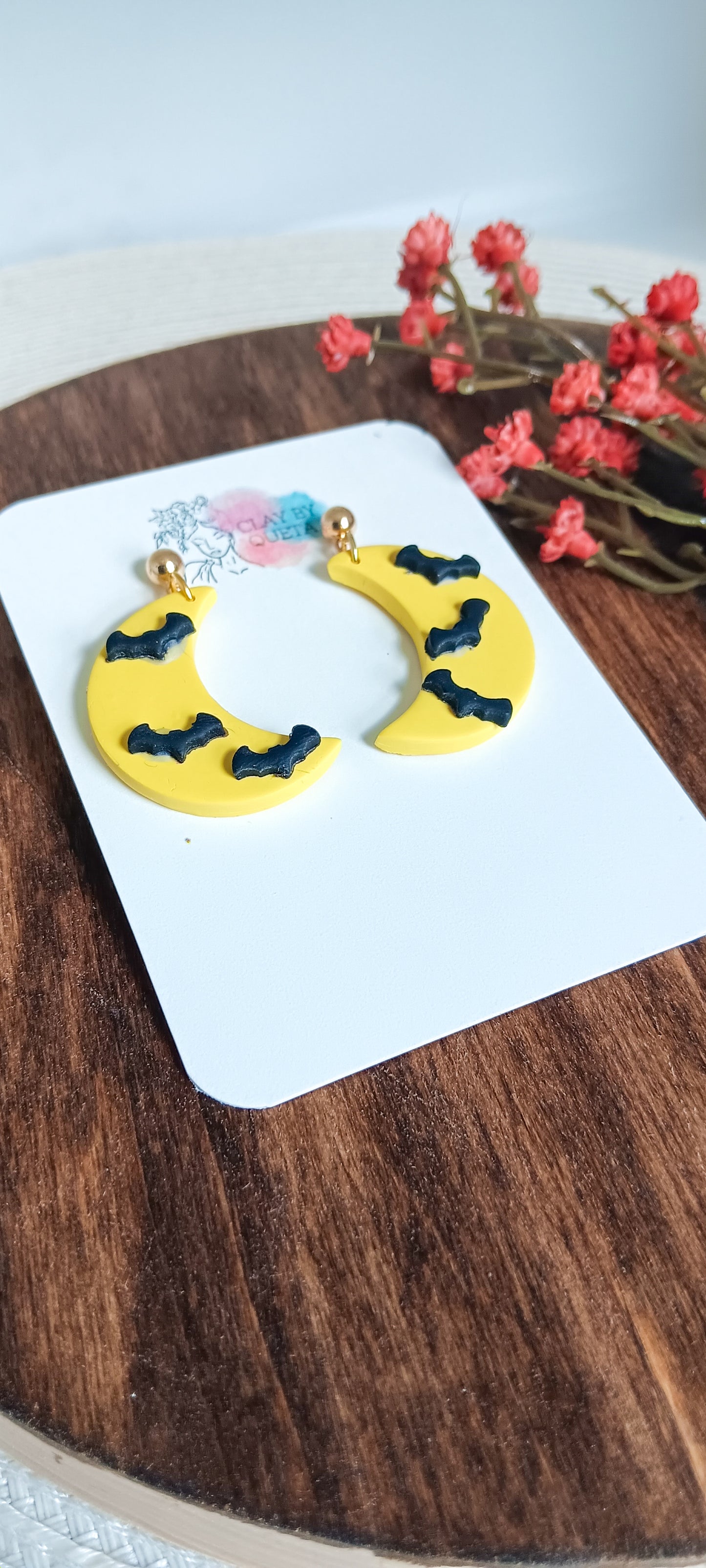 Bats on a Moon Earrings