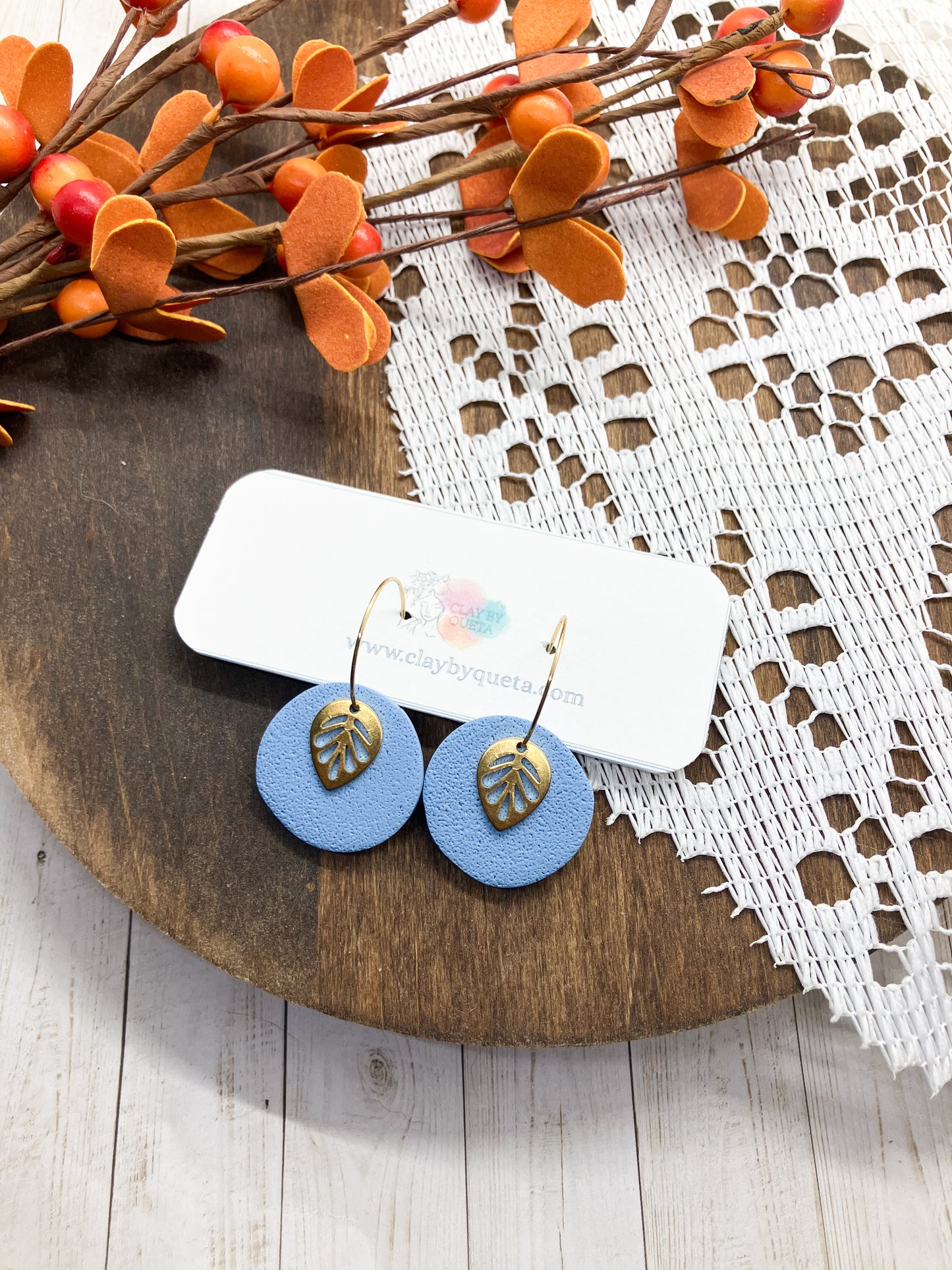 Fall Leaf Hoop Earrings