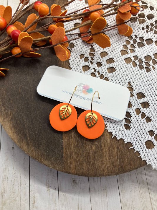 Fall Leaf Hoop Earrings