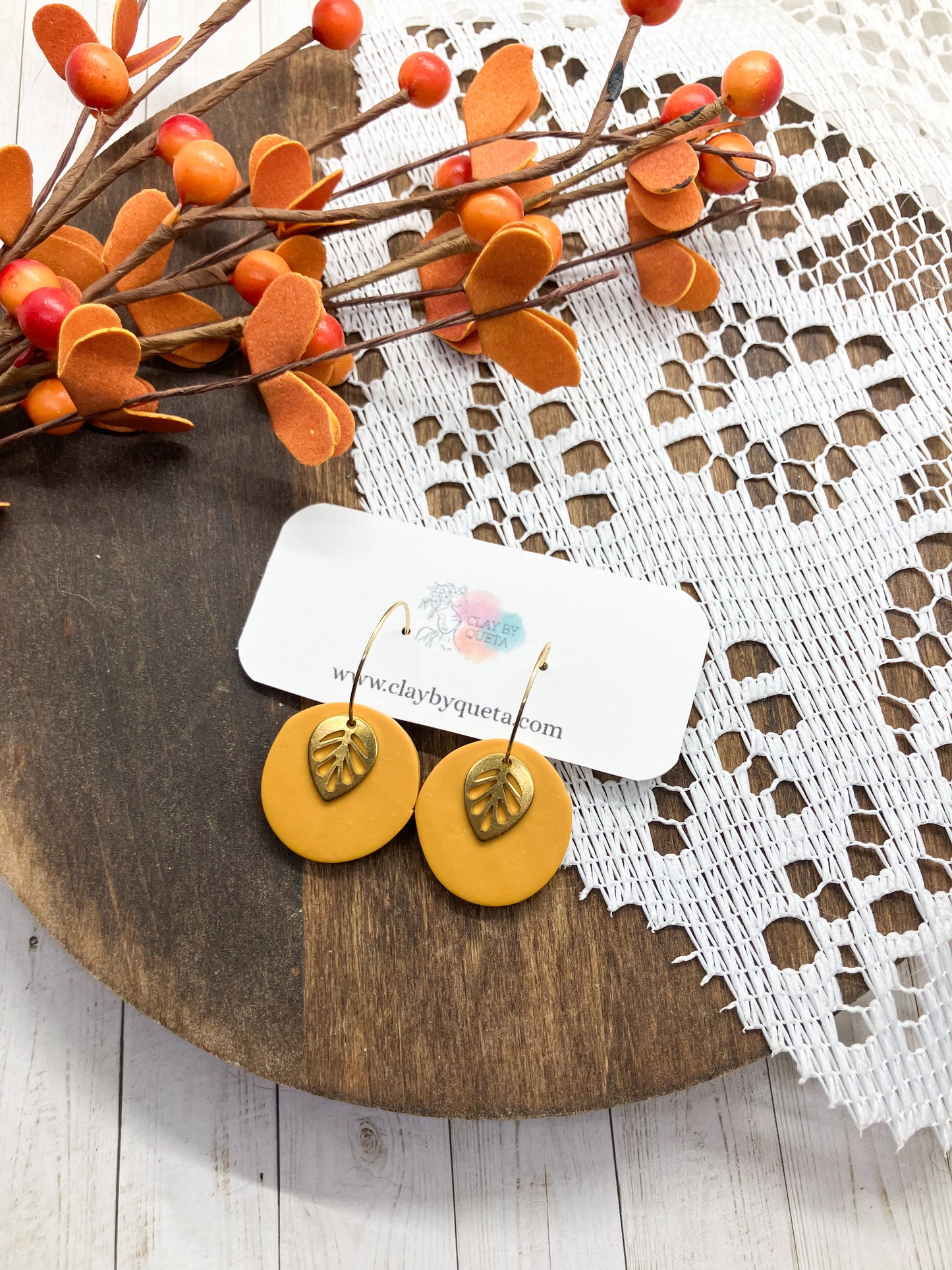 Fall Leaf Hoop Earrings
