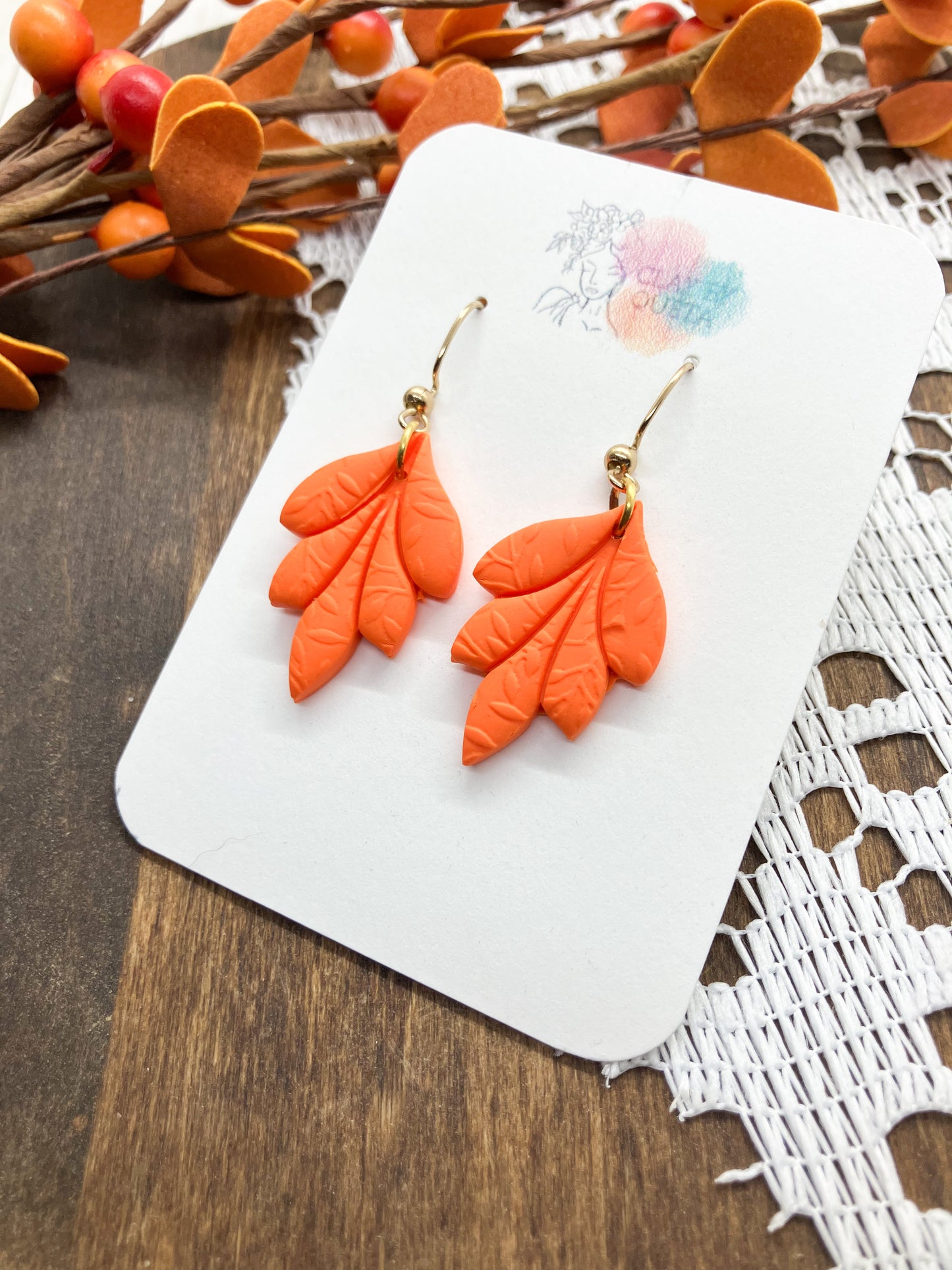 Floral Drop Earrings (Ivy Textured)