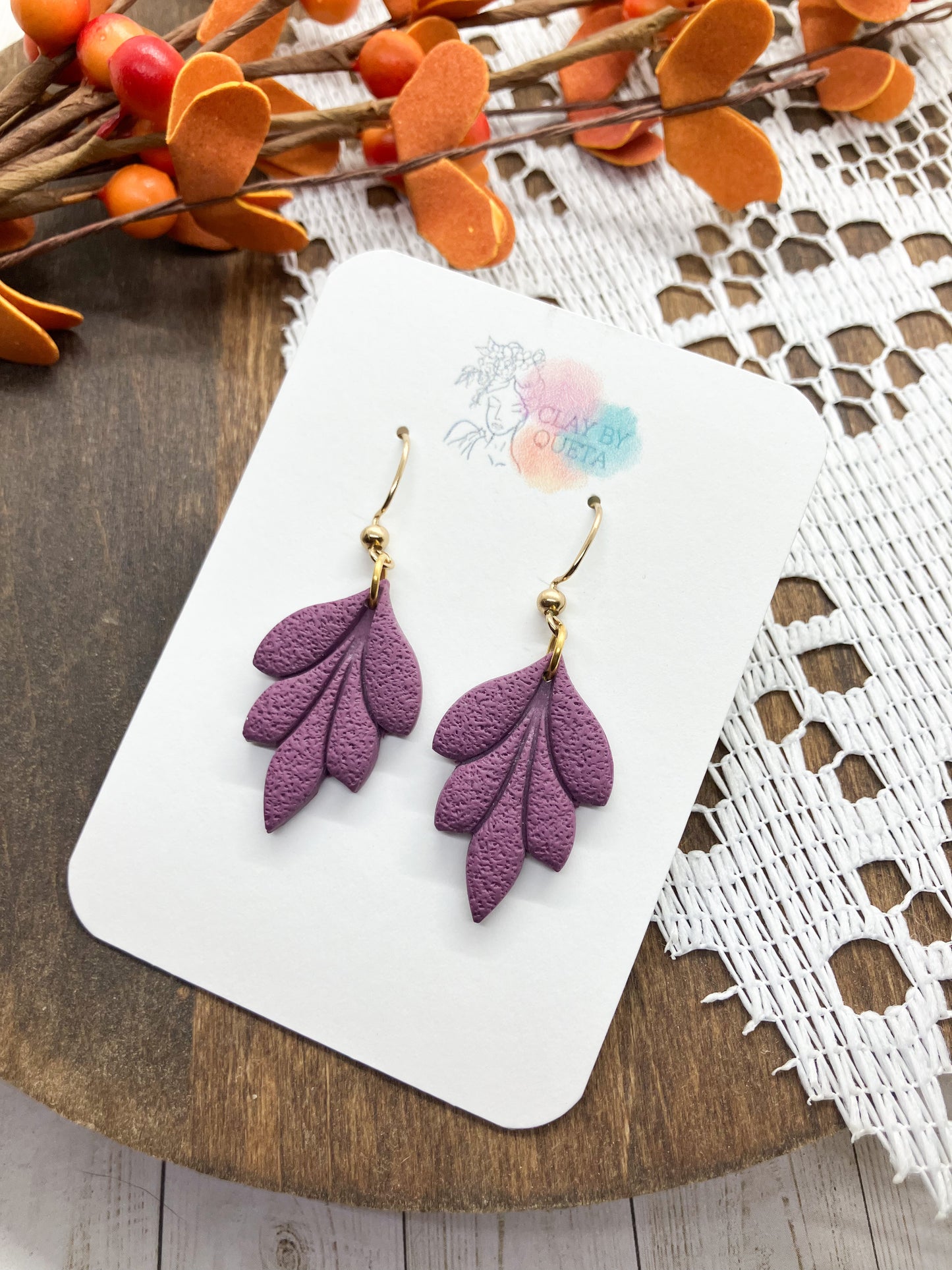Floral Drop Earrings (Textured)