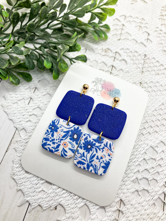 Double Decker Square Earrings