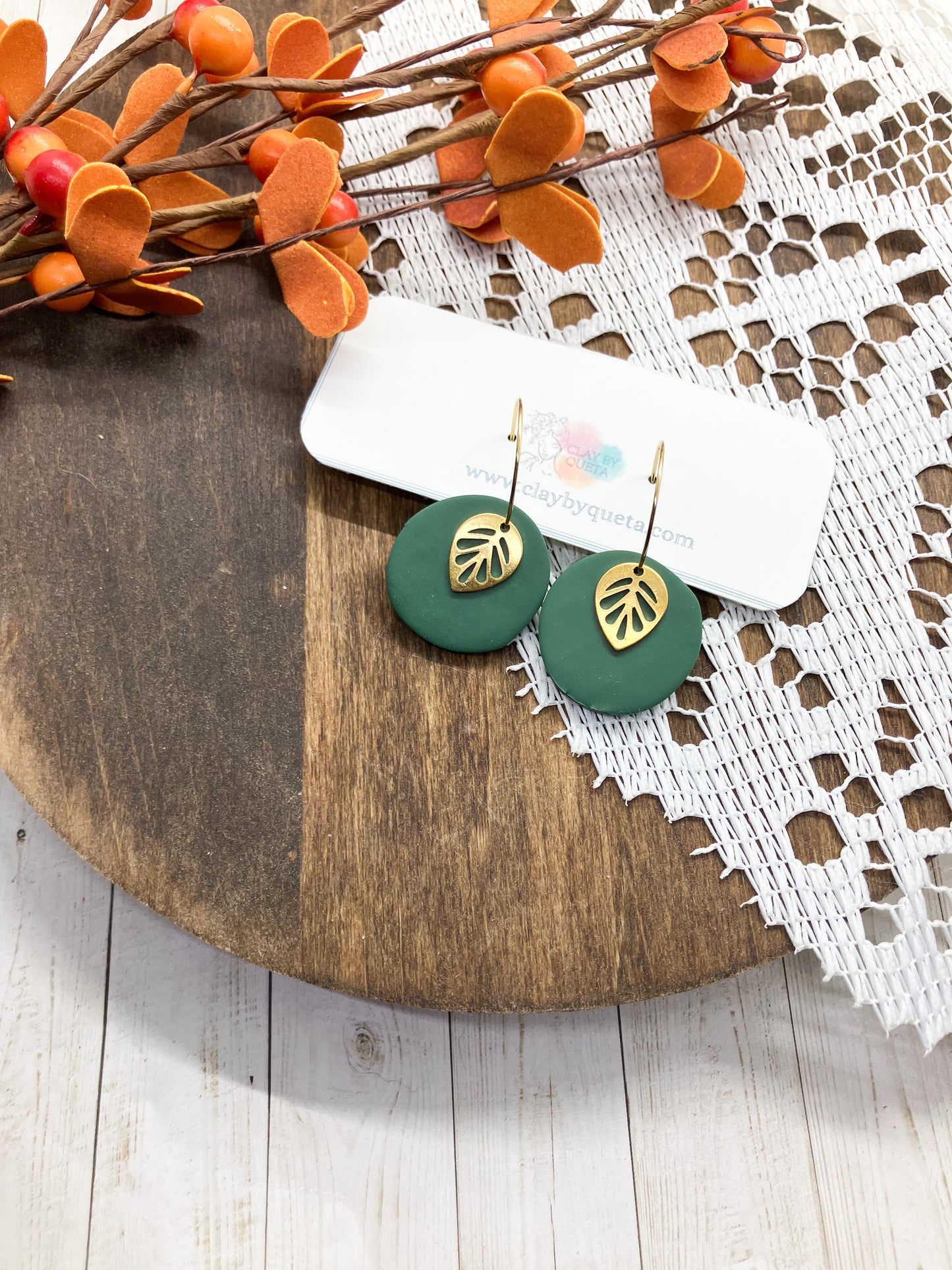 Fall Leaf Hoop Earrings