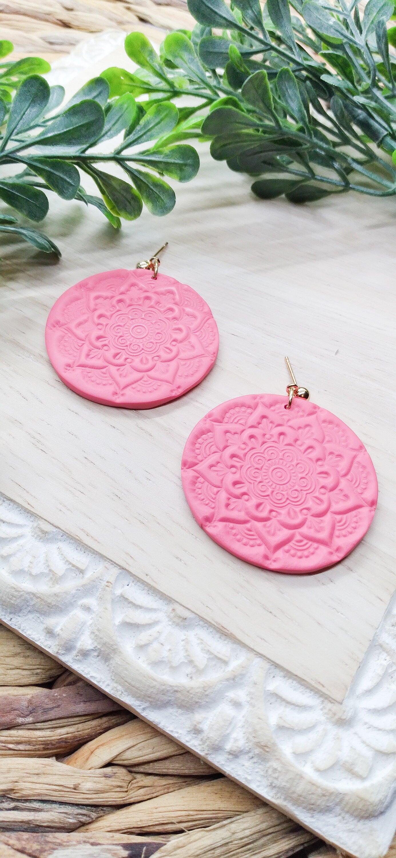 Circle Tile Earrings- Multicolor- Circle Dangle Earring- Large Earrings - Polymer Clay Dangle Earrings - Lightweight Jewelry for Women