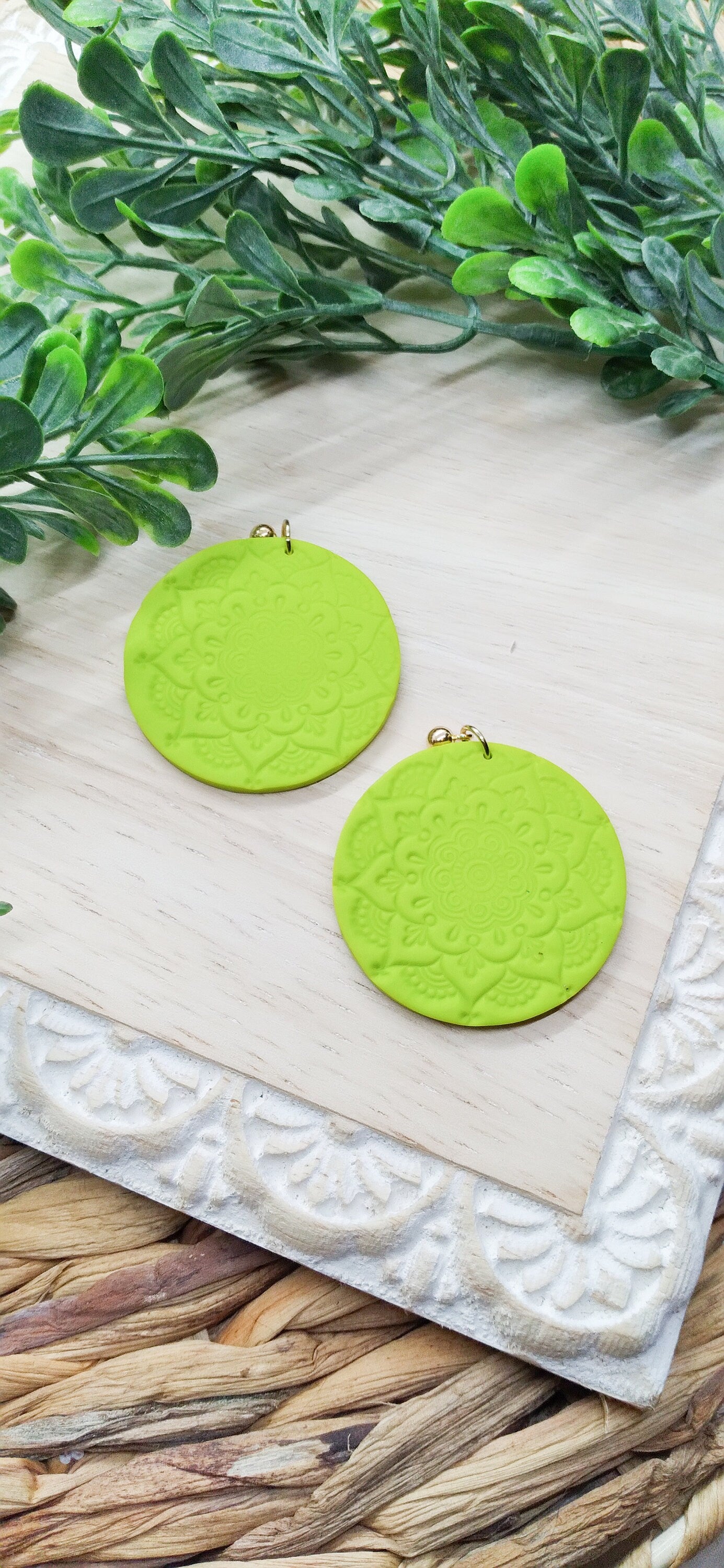 Circle Tile Earrings- Multicolor- Circle Dangle Earring- Large Earrings - Polymer Clay Dangle Earrings - Lightweight Jewelry for Women