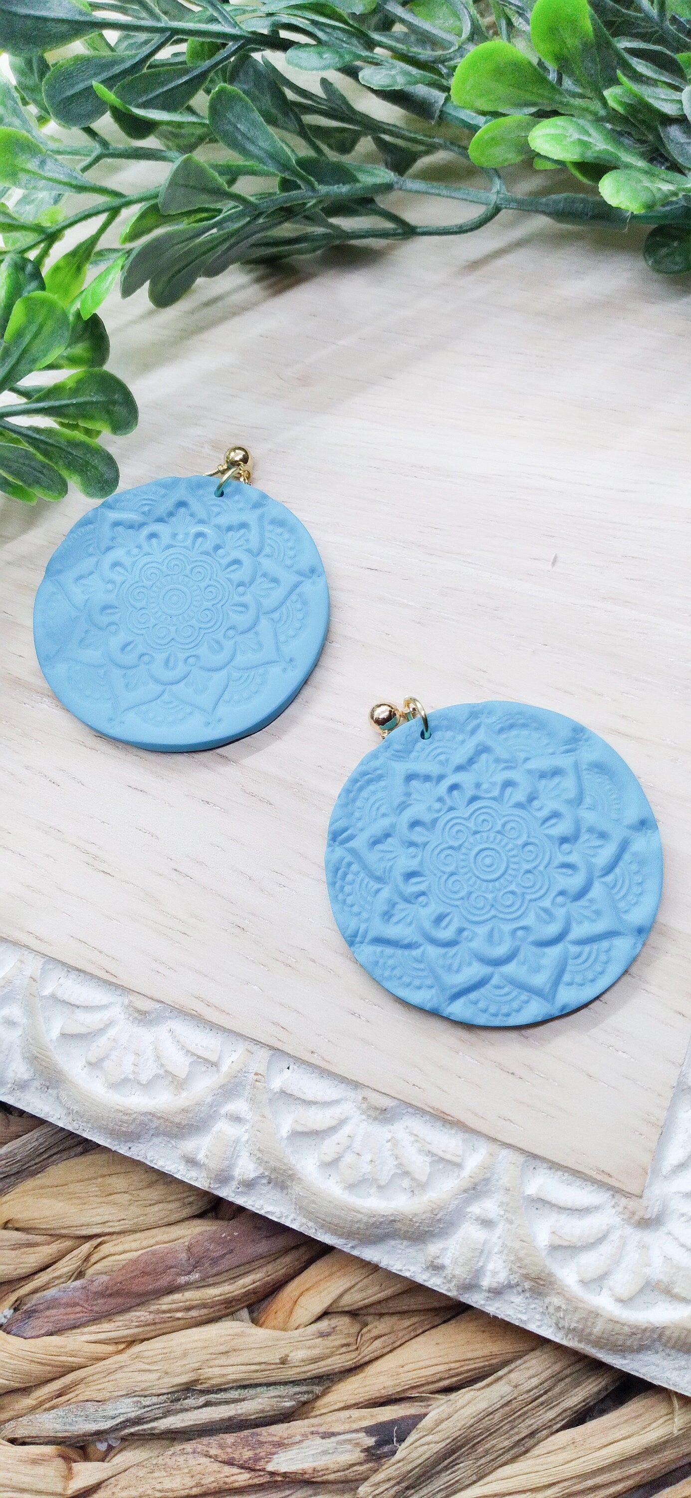 Circle Tile Earrings- Multicolor- Circle Dangle Earring- Large Earrings - Polymer Clay Dangle Earrings - Lightweight Jewelry for Women