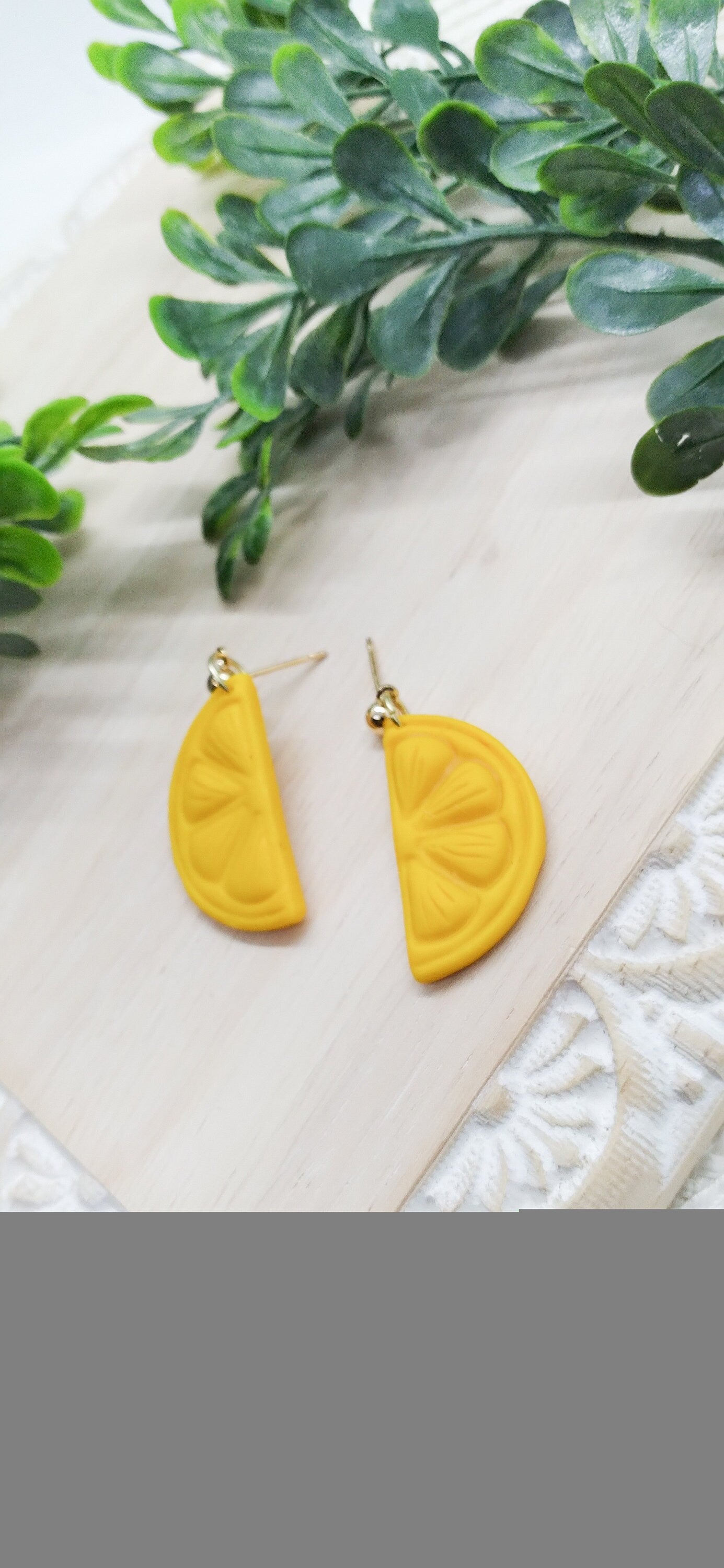 Lemon Dangle- Dangle Earrings-Large Lemon Earrings- Clay Earrings-Lightweight Earrings